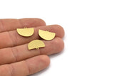Semi Circle Charm, 12 Raw Brass Irregular Shaped Semi Circle Charms With 1 Loop, Pendant Charms (13x18x0.60mm) A3153
