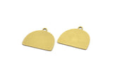 Semi Circle Charm, 10 Raw Brass Irregular Shaped Semi Circle Charms With 1 Loop, Pendant Charms (16x18x0.60mm) A3155