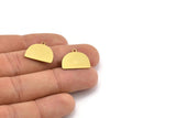 Semi Circle Charm, 10 Raw Brass Irregular Shaped Semi Circle Charms With 1 Loop, Pendant Charms (16x18x0.60mm) A3155