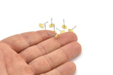 Brass Oval Earring, 12 Raw Brass Oval Stud Earrings (7x4x1mm) A3608