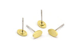 Brass Oval Earring, 12 Raw Brass Oval Stud Earrings (7x4x1mm) A3608