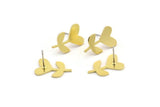Brass Flower Earring, 6 Raw Brass Flower Shaped Stud Earrings (18x11x1mm) A3819