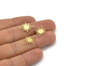 Brass Sunny Connector, 100 Raw Brass Sunny Connectors With 2 Loops (18x13x0.60mm) D0570