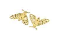 Brass Butterfly Charm, 6 Raw Brass Butterfly Charms With 1 Loop, Earring Findings (26x35x0.60mm) A3838