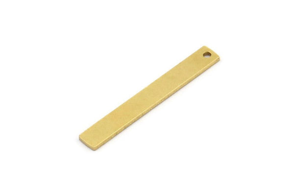 Brass Necklace Bar, 8 Raw Brass Rectangle Charms With 1 Hole (36x5x1mm) A3832