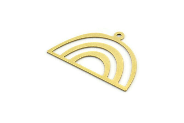 Semi Circle Charm, 12 Raw Brass Semi Circle Charms With 1 Loop, Pendant Charms (26x17x0.60mm) A3179