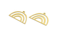 Semi Circle Charm, 12 Raw Brass Semi Circle Charms With 1 Loop, Pendant Charms (26x17x0.60mm) A3179