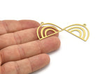 Semi Circle Charm, 12 Raw Brass Semi Circle Charms With 1 Loop, Pendant Charms (30x19x0.60mm) A3180
