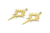 Brass Pole Star Charm, 24 Raw Brass, Brass Charms, Brass Pole Star Charms With 1 Loop (26x16x0.60mm) A3189
