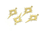 Brass Pole Star Charm, 24 Raw Brass, Brass Charms, Brass Pole Star Charms With 1 Loop (26x16x0.60mm) A3189