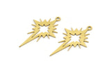 Brass Pole Star Charm, 24 Raw Brass, Brass Charms, Brass Pole Star Charms With 1 Loop (30x18x0.60mm) A3186
