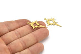 Brass Pole Star Charm, 24 Raw Brass, Brass Charms, Brass Pole Star Charms With 1 Loop (30x18x0.60mm) A3186