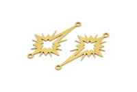 Brass Pole Star Charm, 24 Raw Brass, Brass Charms, Brass Pole Star Charms With 1 Loop (32x18x0.60mm) A3187