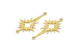 Brass Pole Star Charm, 24 Raw Brass, Brass Charms, Brass Pole Star Charms With 1 Loop (32x18x0.60mm) A3187