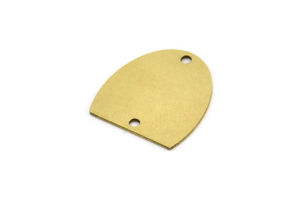 Brass D Shaped Charm, 10 Raw Brass D Shaped Charms With 2 Holes, Connectors, Findings (16x17x0.60mm) A3211
