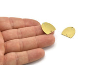 Brass D Shaped Charm, 10 Raw Brass D Shaped Charms With 2 Holes, Connectors, Findings (16x17x0.60mm) A3211
