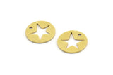 Brass Star Charm, 24 Raw Brass Star Charms With 1 Hole, Charm Pendants (13x0.80mm) A3243