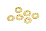 Brass Star Charm, 24 Raw Brass Star Charms With 1 Hole, Charm Pendants (13x0.80mm) A3243