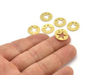 Brass Star Charm, 24 Raw Brass Star Charms With 1 Hole, Charm Pendants (13x0.80mm) A3243