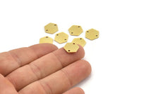 Brass Hexagon Charm, 12 Raw Brass Hexagon Connectors With 2 Holes (11x12x1mm) A3836