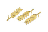 Brass Leaf Charm, 10 Raw Brass Ear Of Wheat Charms With 1 Loop, Charm Pendants (37x11x0.60mm) A3237