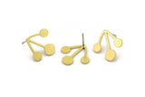 Brass Flower Earring, 8 Raw Brass Flower Shaped Stud Earrings (18x17x1mm) A3811