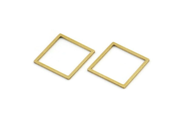 Brass Square Charm, 24 Raw Brass Square Connectors (16x1x0.80mm) A3844