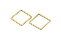 Brass Square Charm, 24 Raw Brass Square Connectors (18x1x0.80mm) A3843