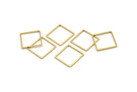 Brass Square Charm, 24 Raw Brass Square Connectors (18x1x0.80mm) A3843