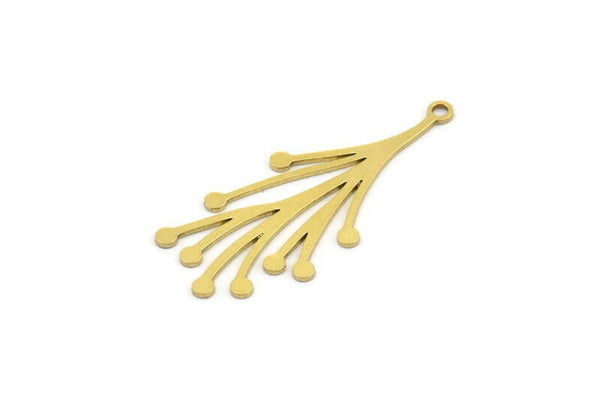 Brass Leaf Charm, 12 Raw Brass Branch Charms With 1 Loop, Charm Pendants (34x14x0.60mm) A3202