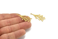 Brass Leaf Charm, 12 Raw Brass Branch Charms With 1 Loop, Charm Pendants (34x14x0.60mm) A3202