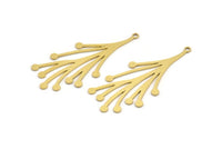 Brass Leaf Charm, 10 Raw Brass Branch Charms With 1 Loop, Charm Pendants (43x19x0.60mm) A3203