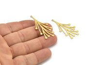 Brass Leaf Charm, 10 Raw Brass Branch Charms With 1 Loop, Charm Pendants (43x19x0.60mm) A3203