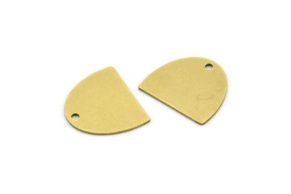 Brass D Shaped Charm, 12 Raw Brass D Shaped Charms With 1 Hole, Earrings, Findings (15x13x0.60mm) A3212