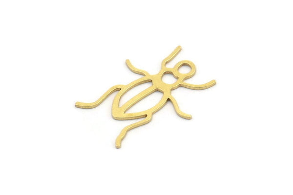 Brass Bug Pendant, 24 Raw Brass Insect Charms With 1 Hole, Pendants (23x18x0.60mm) A3173