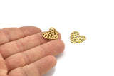 Brass Heart Charm, 24 Raw Brass Heart Connectors, Findings (17x15x0.60mm) A3289