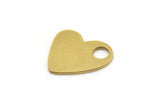 Brass Heart Charm, 10 Raw Brass Heart Charms With 1 Hole (15x17x1mm) A3299