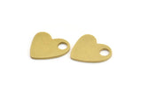 Brass Heart Charm, 10 Raw Brass Heart Charms With 1 Hole (15x17x1mm) A3299