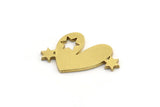Brass Heart Charm, 12 Raw Brass Heart Charms, Pendants, Earring Findings (13x21x1mm) A3323