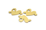 Brass Heart Charm, 12 Raw Brass Heart Charms, Pendants, Earring Findings (13x21x1mm) A3323