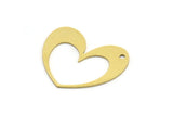 Brass Heart Charm, 10 Raw Brass Heart Charms With 1 Hole (22x27x0.60mm) A3333