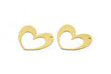 Brass Heart Charm, 10 Raw Brass Heart Charms With 1 Hole (22x27x0.60mm) A3333
