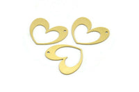 Brass Heart Charm, 10 Raw Brass Heart Charms With 1 Hole (22x27x0.60mm) A3333