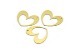 Brass Heart Charm, 10 Raw Brass Heart Charms With 1 Hole (22x27x0.60mm) A3333