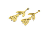 Brass Tulip Charm, 12 Raw Brass Tulip Charms With 1 Loop, Pendant Charms (27x11x0.60mm) A3201