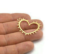 Brass Heart Charm, 10 Raw Brass Heart Charms With Heart Shaped 1 Loop (30x37x0.60mm) A3334