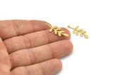 Brass Leaf Charm, 24 Raw Brass Leaf Charms With 1 Loop, Charm Pendants (26x10x0.60mm) A3259