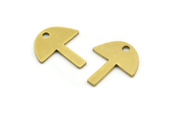 Brass Mushroom Charm, 12 Raw Brass Mushroom Charms With 1 Hole, Charm Pendants (18x16x1mm) A3287