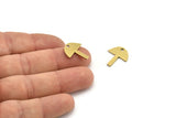 Brass Mushroom Charm, 12 Raw Brass Mushroom Charms With 1 Hole, Charm Pendants (18x16x1mm) A3287