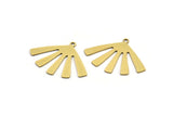Brass Sun Charm, 12 Raw Brass Rising Sun Flag Shaped Charms With 1 Loop, Earring Findings (20x28x0.60mm) A3357